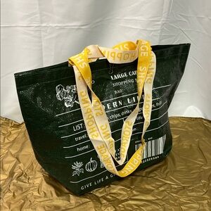 Stylish Green Shopping Bag with Yellow Handles